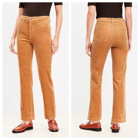 NWT LOFT Petite Straight Corduroy Pants in Perfect Carmel - Size 4/27 - Picture 1 of 9